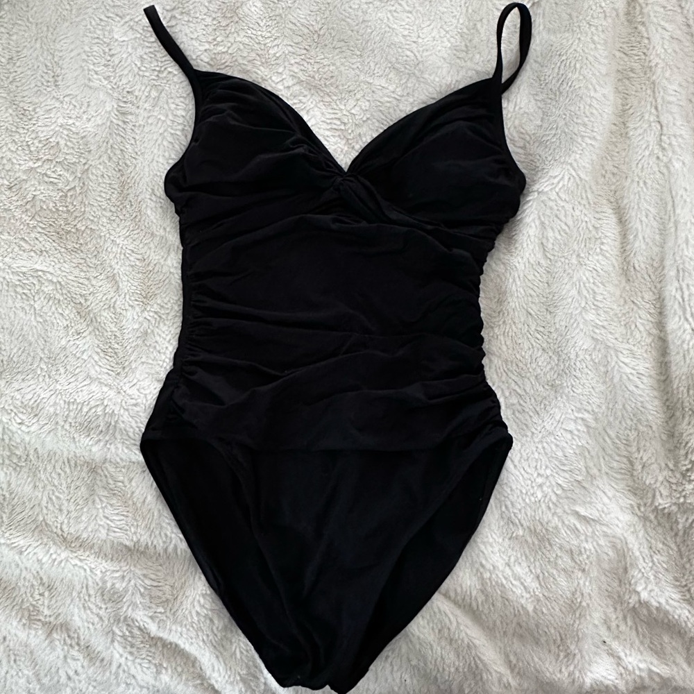 La Blanca Shirred One Piece Swimsuit Black 6